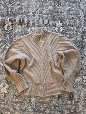 Catherine Malandrino Taupe Ribbed Mock Neck Sweater